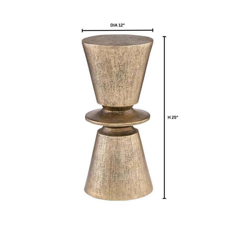 Clepsydra End Table, Antique Brass