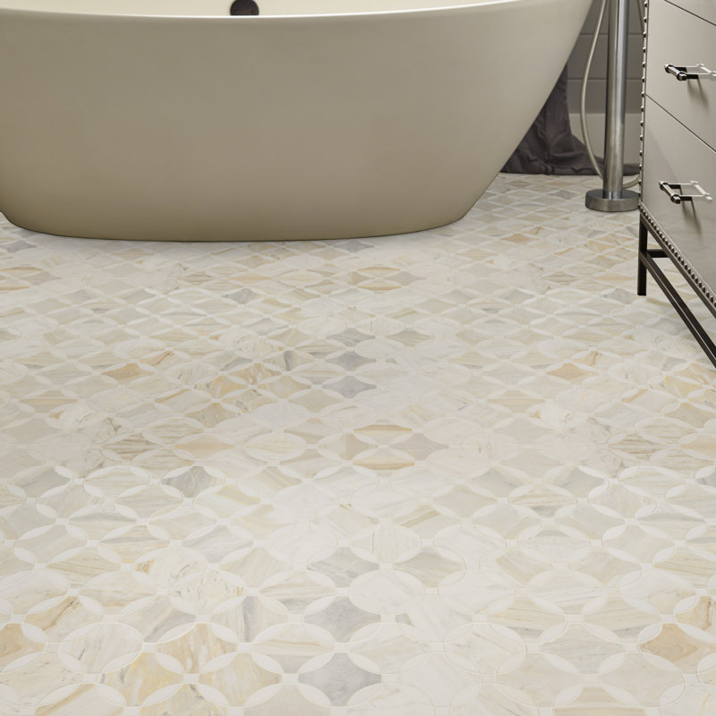 Selene Oro Camira 10 in. x 10 in. Polished Marble Mosaic Floor and Wall Tile