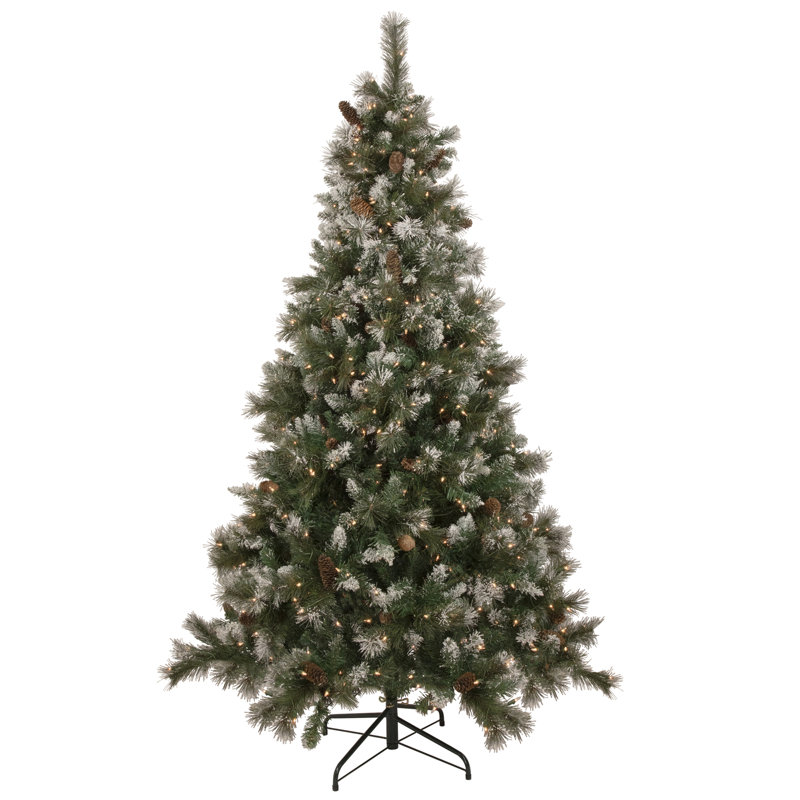 6.5' Pre-lit Snow Valley Pine Artificial Christmas Tree Clear Lights