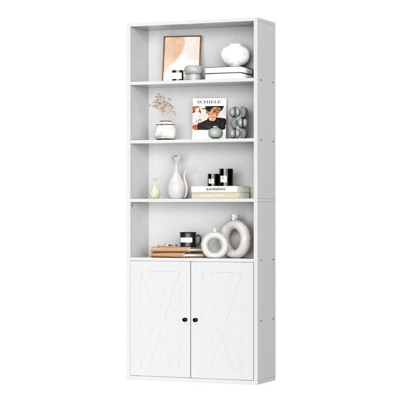 Aillee 70.9"H Standard Bookcase with Doors, White