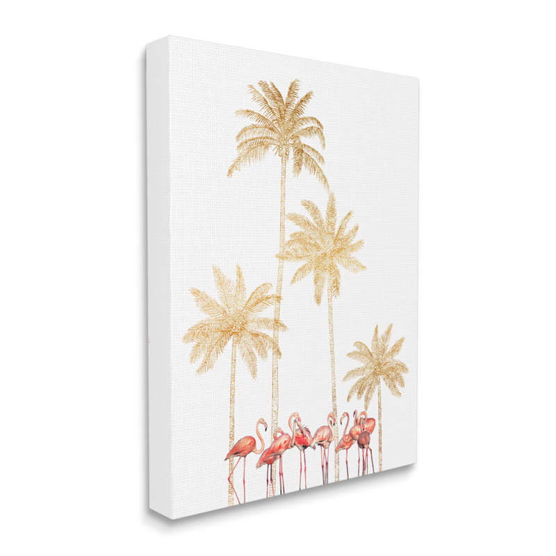 «Flamants roses tropicaux» par Ziwei Li - impression sur toile, H 40 po x l 30 po, Toile tendue