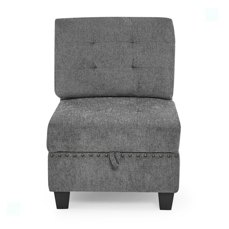 L-Shaped Sectional Sofa Couch,modular sectional,DIY Combination, Gray Chenille