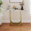 43.3-Inch Accent Table, Console,  Modern Wooden Imitation Marble Counter Top Console Table, Narrow Type, Sofa, Living Room, Bedroom