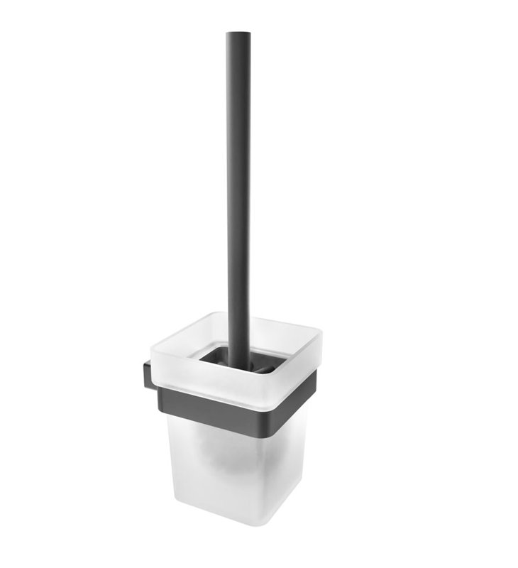 Volkano Cinder Metal Toilet Brush And Holder, Matte Black