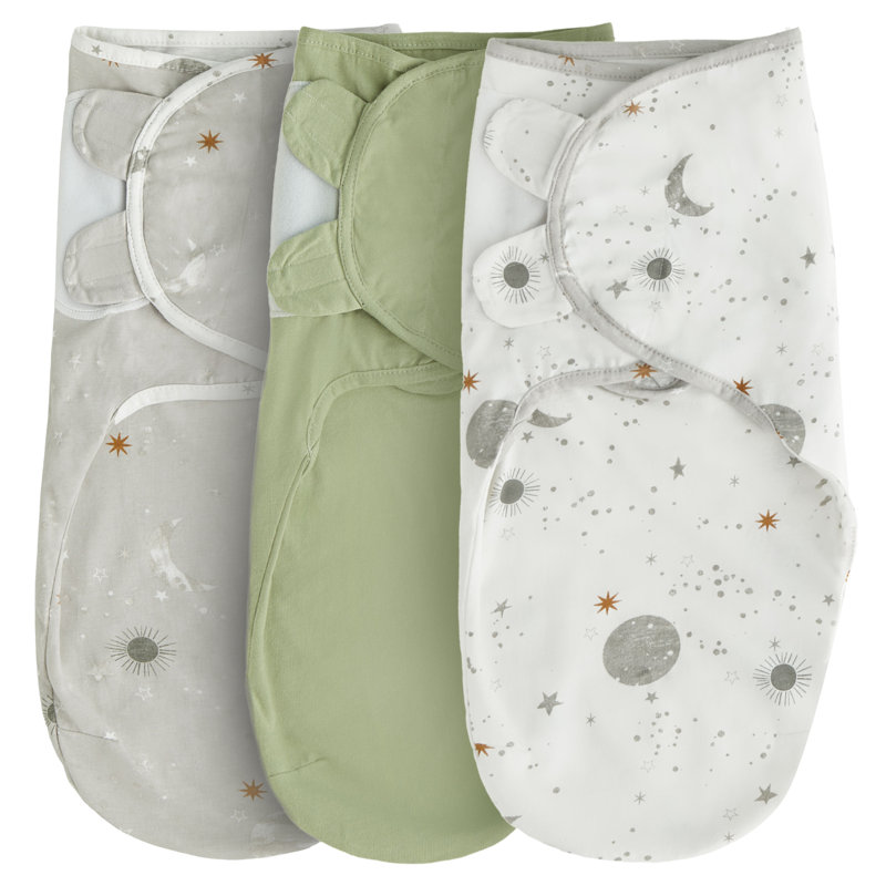 Silentnight Safe Nights Breathable 100% Soft Cotton Baby Swaddle - Pack Of 3