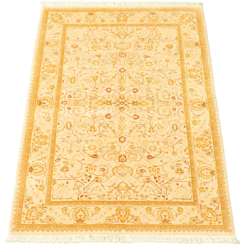 Tapis décoratif en laine noué à la main de conception unique 4 pi x 6 pi 3 po noué à la main new age pakh