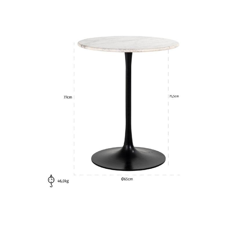 Bar Table Round Marble Top Metal Base Dining Table, White