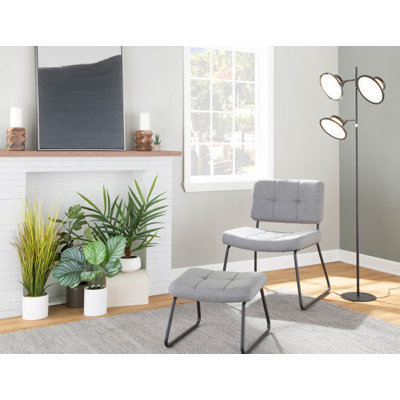 Mecedes Upholstered Side Chair with Ottoman