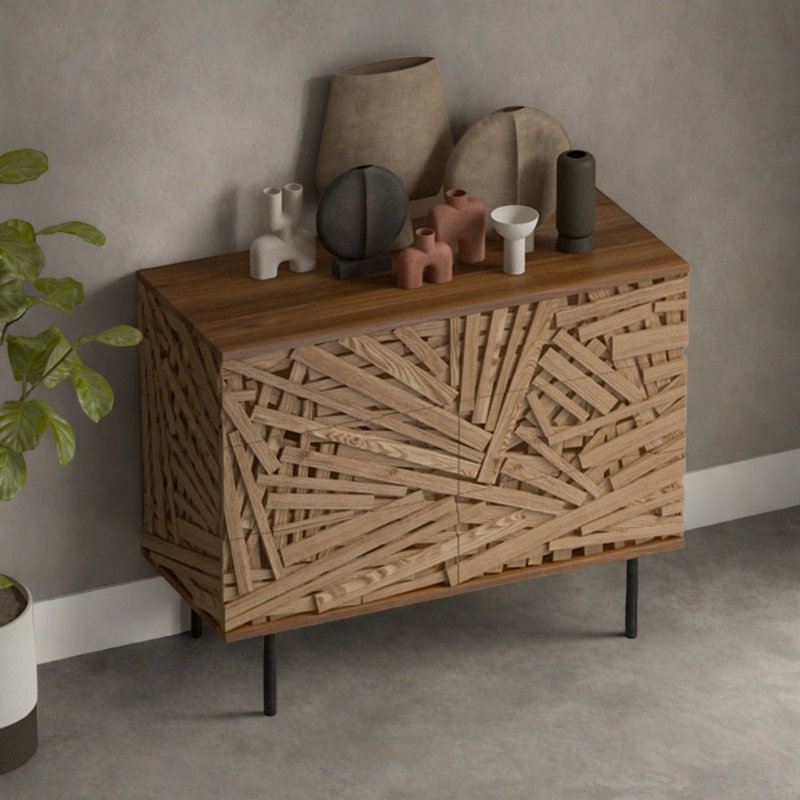 Commode d'appoint moderne tridimensionnelle en bois, H 33,07 po x l 47,24 po x P 15,74 po