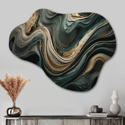 Wave Twist Abstract Artwork - Asymmetrical Abstract Liquid Ink Metal Wall Art, Cloud Metal Wall Sculpture Print