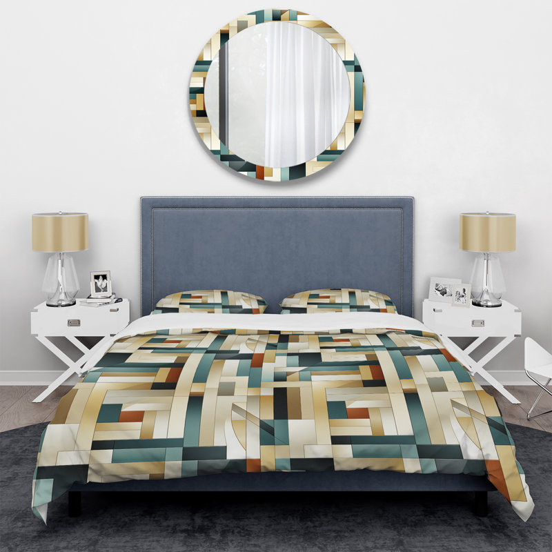 Ensemble de housse de couette Antique Beige Vintage Tiles I, Housse de couette pour grand lit et 2 taies décor