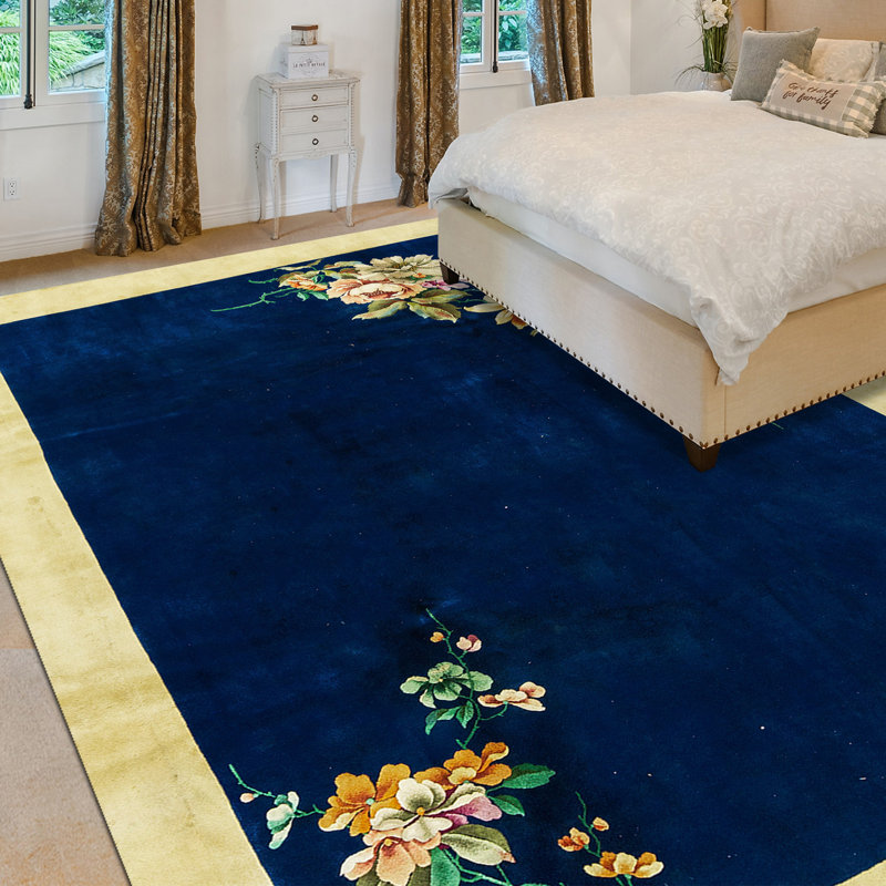 Art Deco Wool Floral Area Rug