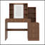 Bureau de maquillage avec miroir lumineux, 5 tiroirs et tablettes de rangement ouvertes-133292921