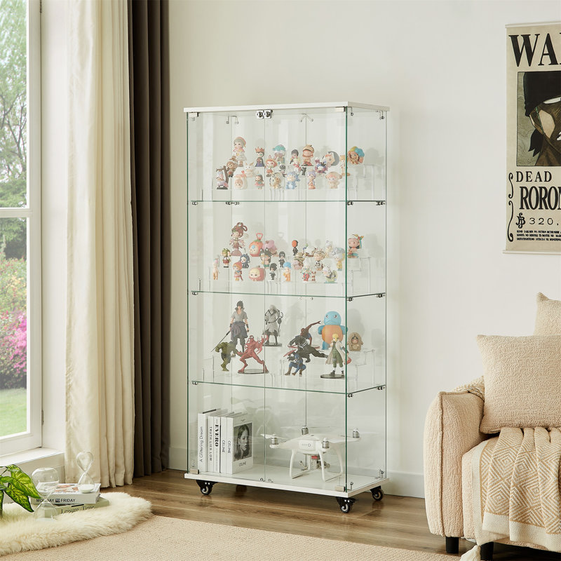 Vitrine à 4 niveaux en verre, Blanc