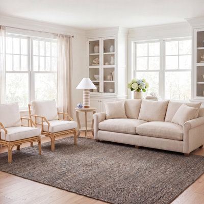 Tapis rayé beige en jute / coton tissé à la main Concord