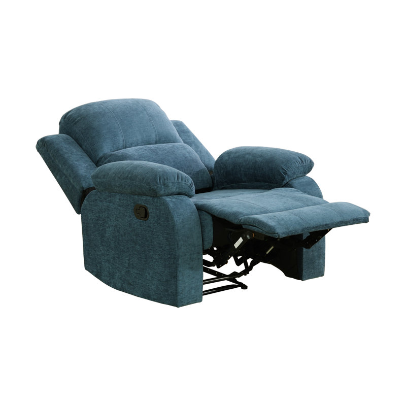 Fauteuil inclinable manuel en tissu 35 po, Bleu clair et bleu
