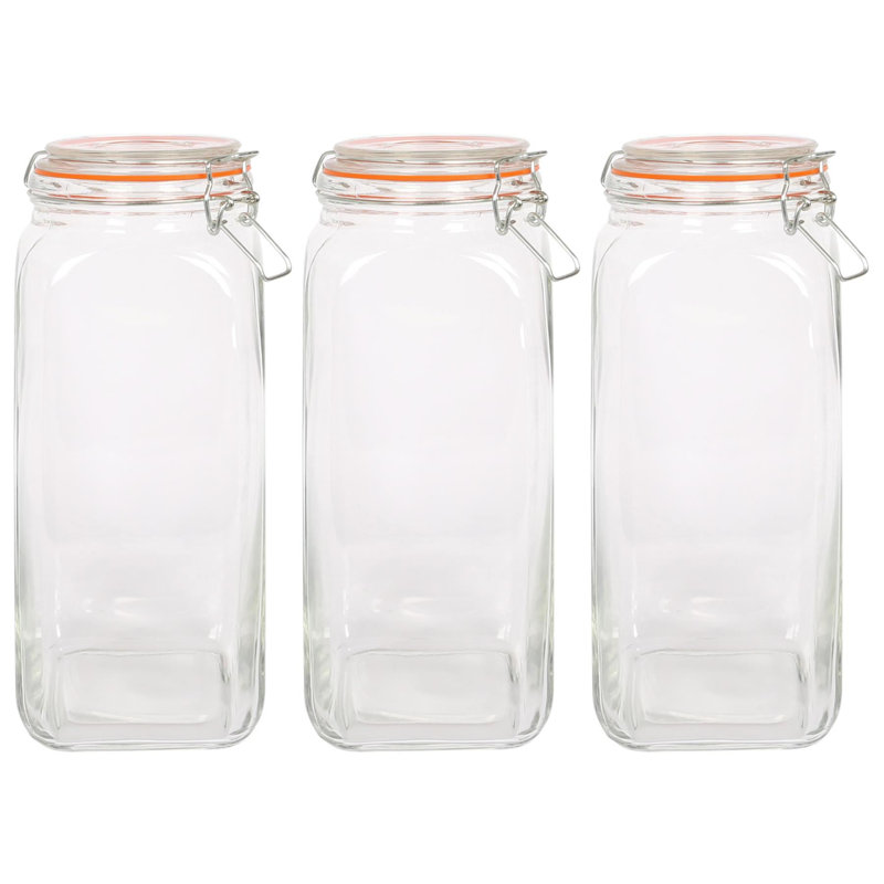 Glass Jar - Set of 3, 28 cm H x 10.5 cm W x 10.5 cm D, Clear
