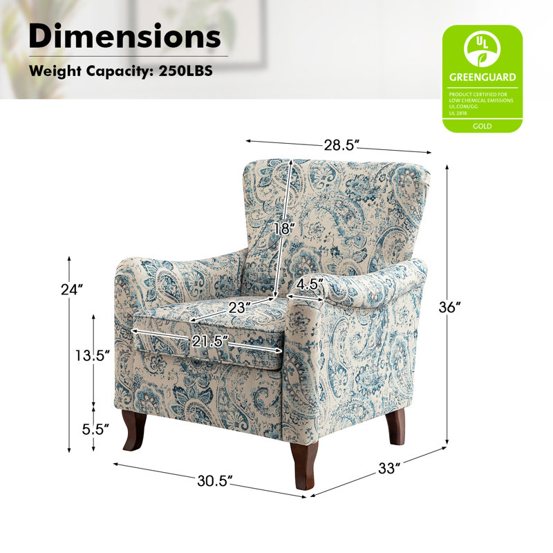 Paire de fauteuils en bois manufacturé et l 30,5 po Alikah, Mélange de polyester bleu