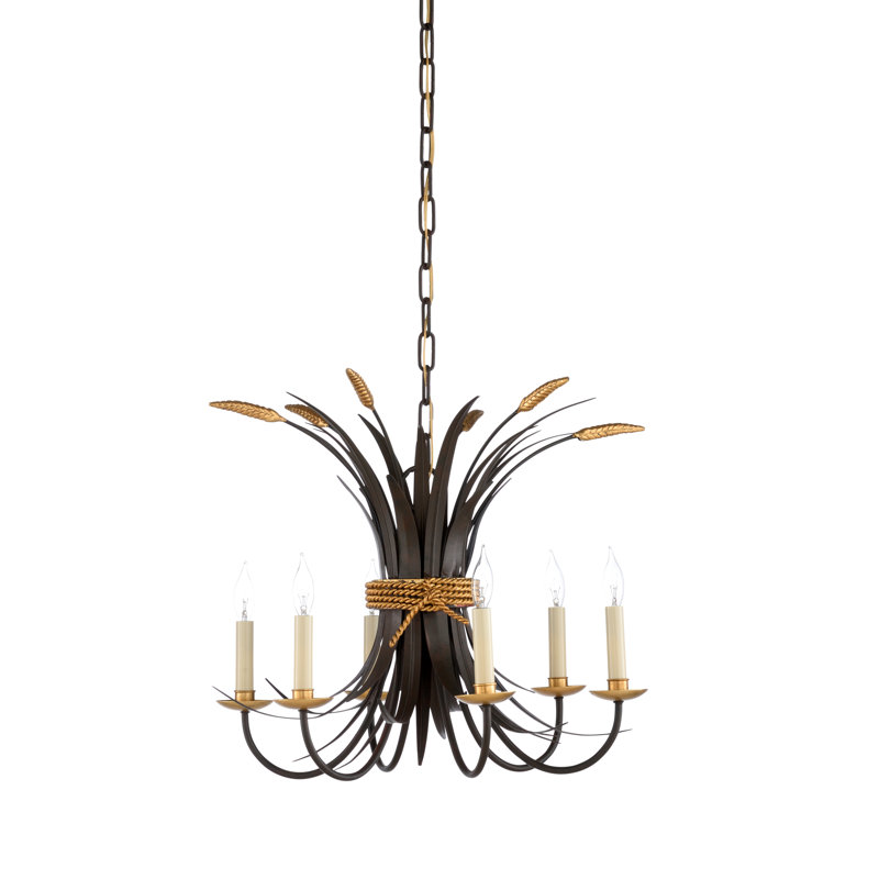 Wheat 6 - Light Chandelier, Bronze/Antique Gold Leaf