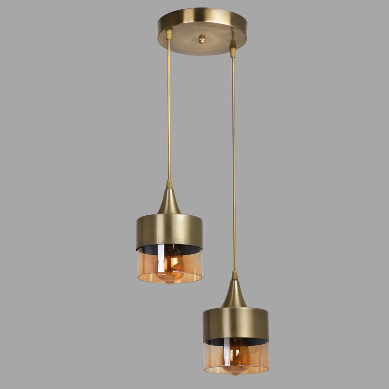 Lustre rétro scandinave, hauteur réglable, corps en métal, diamètre de 7,1 po x hauteur de 25,6 po, douille E27 de 40 W maximum | Élégant couvercle en verre | Parfait pour les décors glamour et les intérieurs modernes