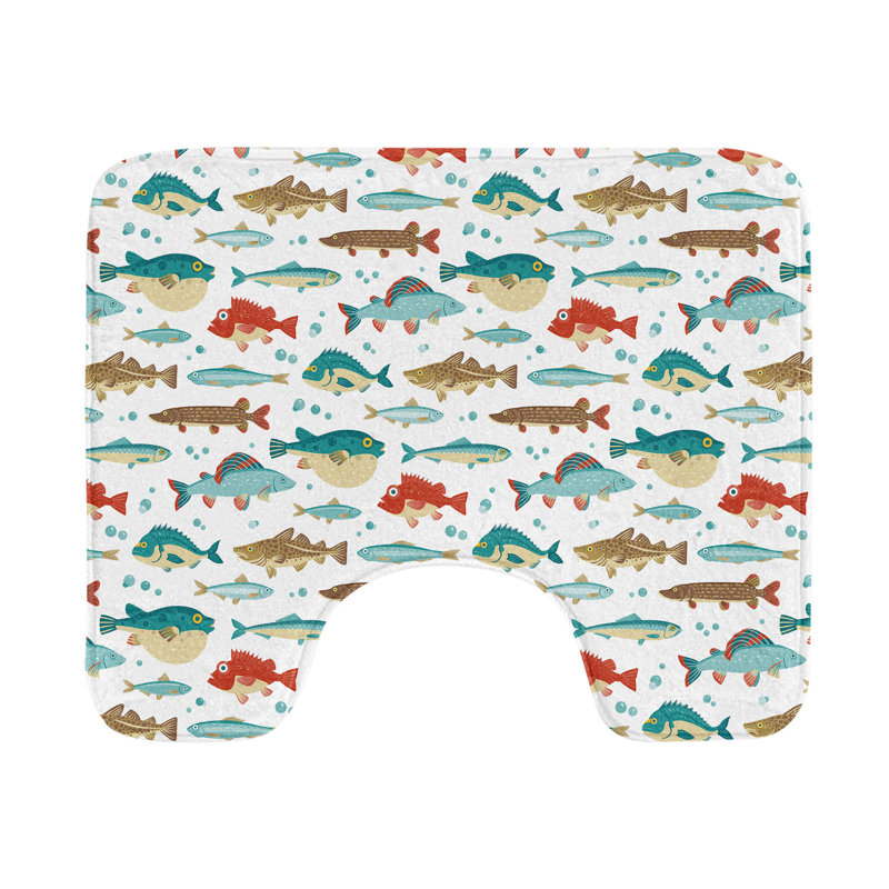 Tapis de salle de bain en forme de U poisson 20 po multicolore
