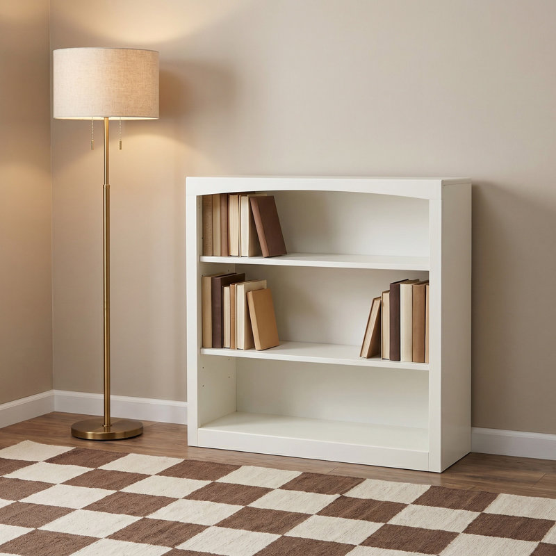 Ossy Solid Wood Classic Bookcase, (3 Shelves) 36"H x 36"W x 12"D, Linen White