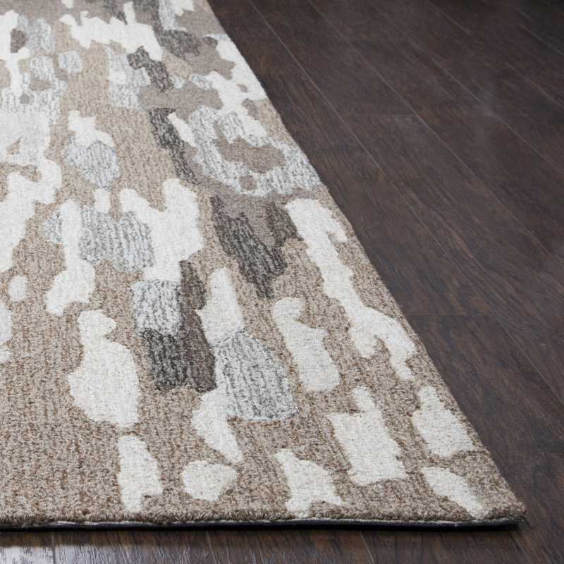 Tapis brun en laine touffeté à la main, 8 pi x 10 pi