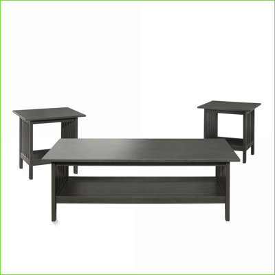L'ensemble de tables basses Classic 3 pièces avec finition gris antique comprend 2 tables de bout et Tablettes