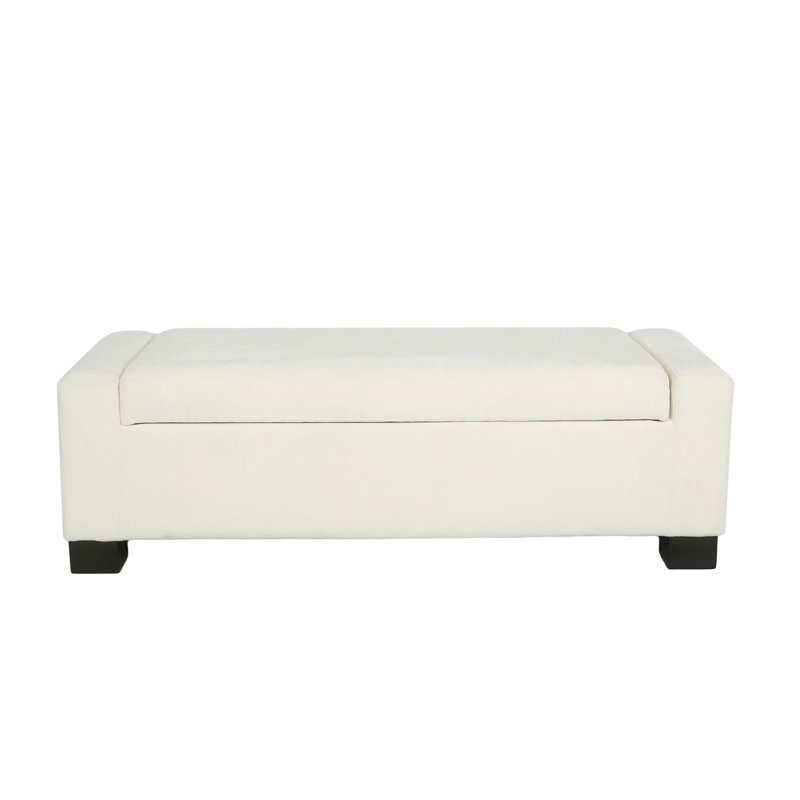 Jamih Upholstered Ottoman, White Polyester