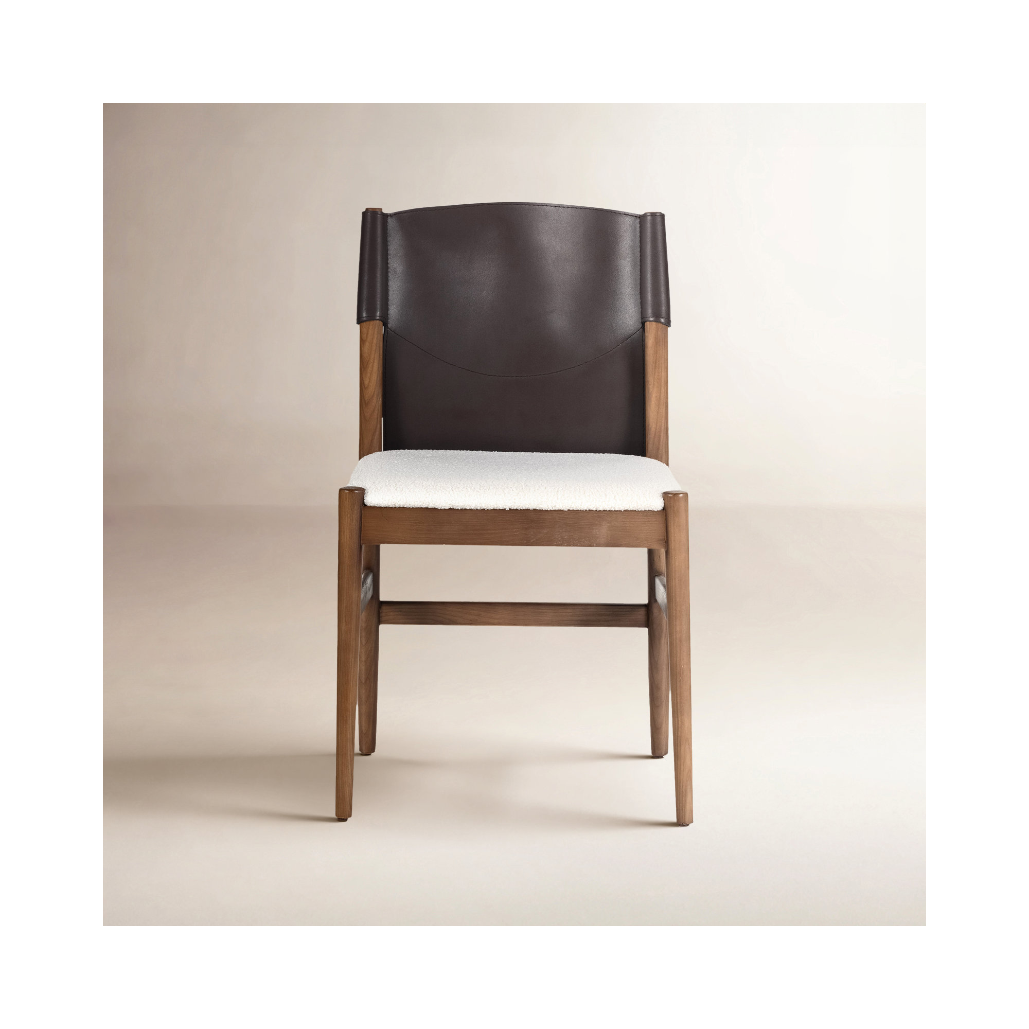 Vivica Leather Side Chair, Brown Leather Blend//Cardiff Cream