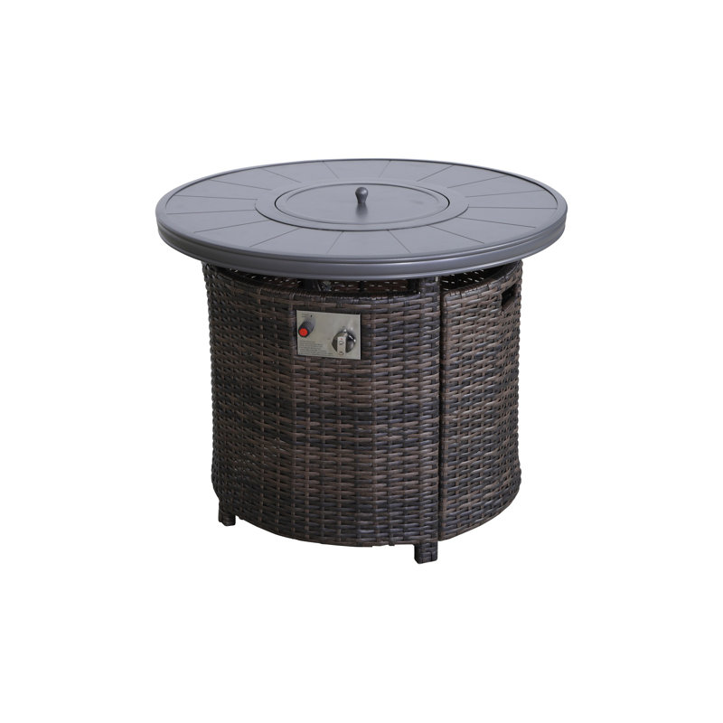 Chamari Round Steel Propane Smokeless Fire Pit Table with Hidden Fuel Tank, Espresso