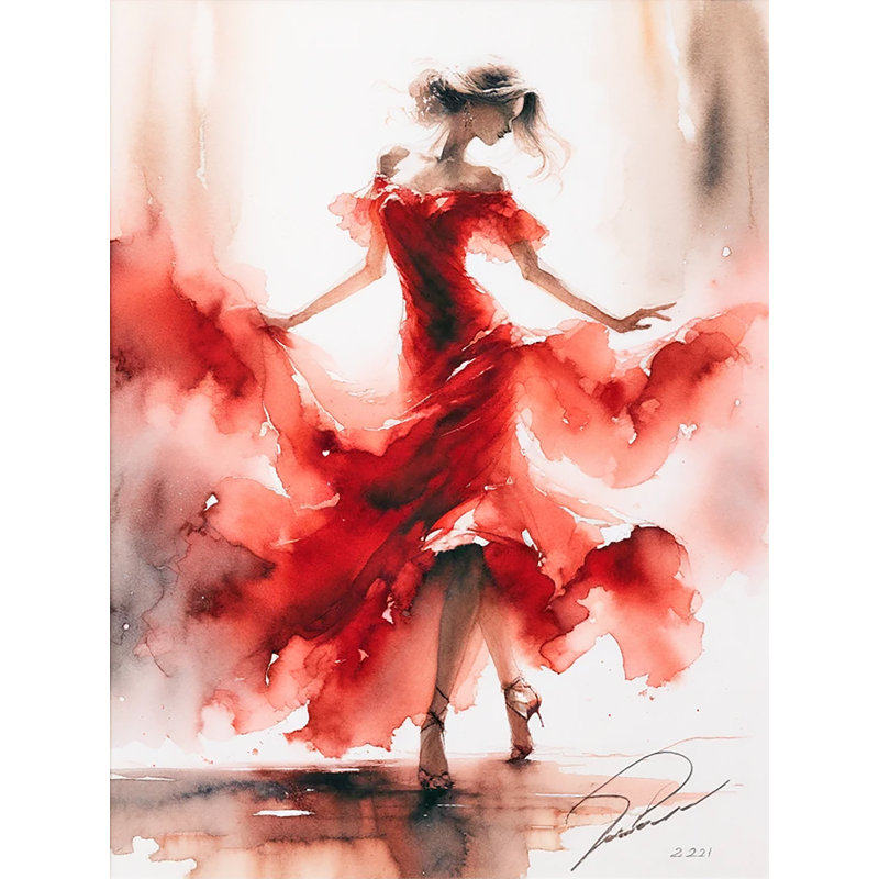 «Rhapsody In Rouge Dance Mouvement», reproduction sur toile, H 22 po x l 16 po x P 1,5 po
