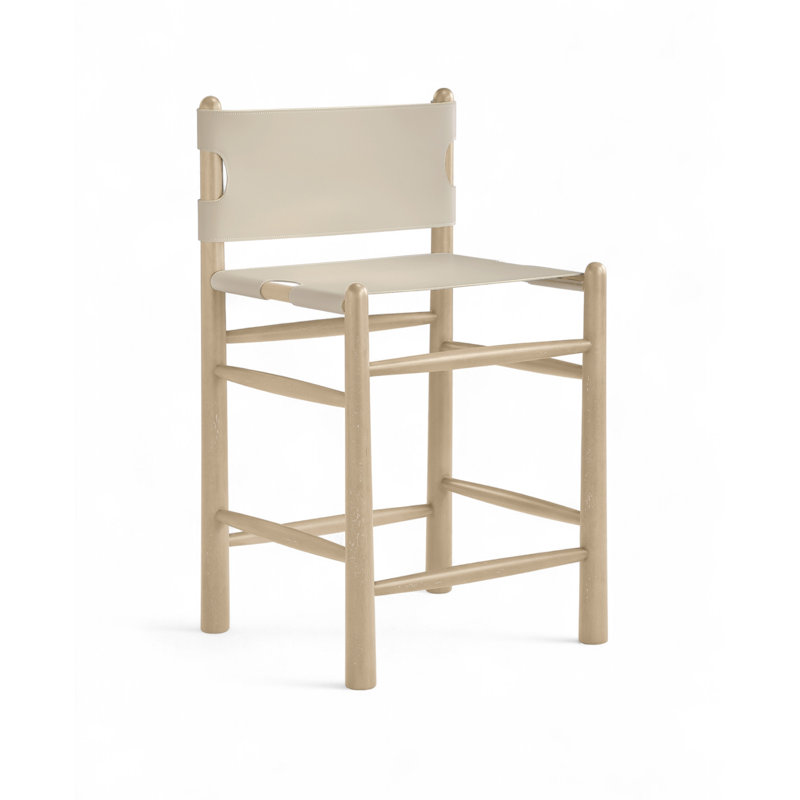 Santos Vegan Leather Upholstered Counter Stool, Beige Vegan Leather, Natural