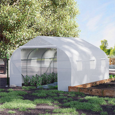 Serre blanche avec design fonctionnel pour l'extérieur, 54,2 po x 46,5 po x 31 po, acier et filet