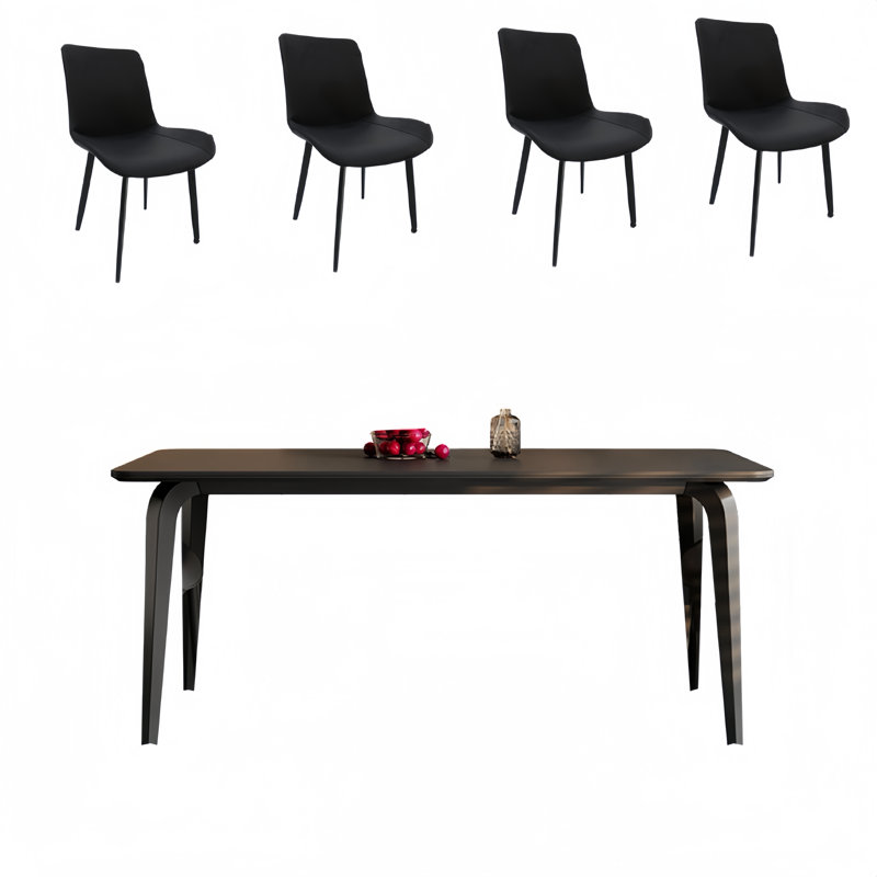Ensemble de salle à manger à quatre pieds ollayos, 7 pièces : table, 6 chaises, H 29,52 po x L 62,99 po x l 31,49 po