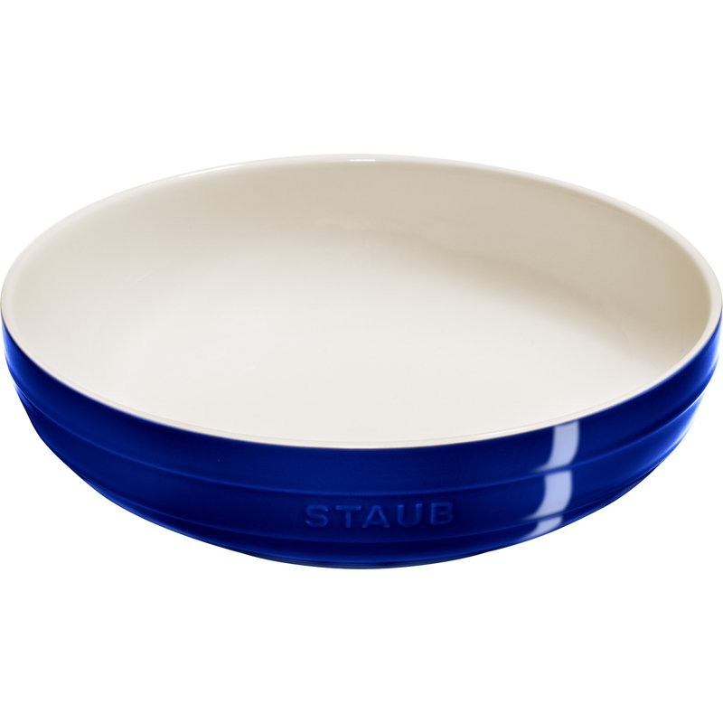 Staub Dark Blue Ceramic 11-inch Shallow Serving Bowl