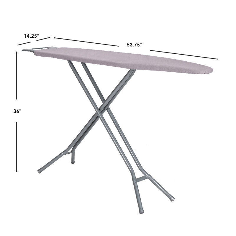 Planche à repasser à hauteur réglable à 4 pieds avec plateau en filet et repose-fer Seymour Home Products, Gris clair