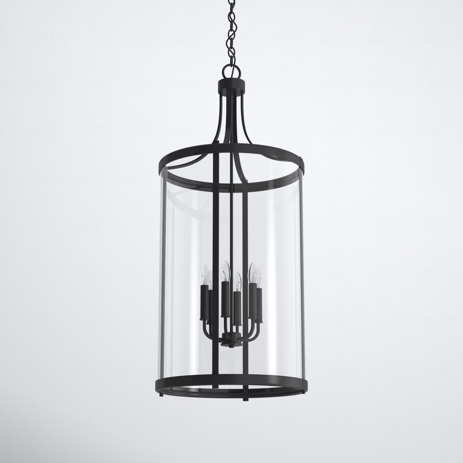 Wayland Dimmable Lantern Chandelier, Black, 6 Lights, 34" H x 16" W x 16" D
