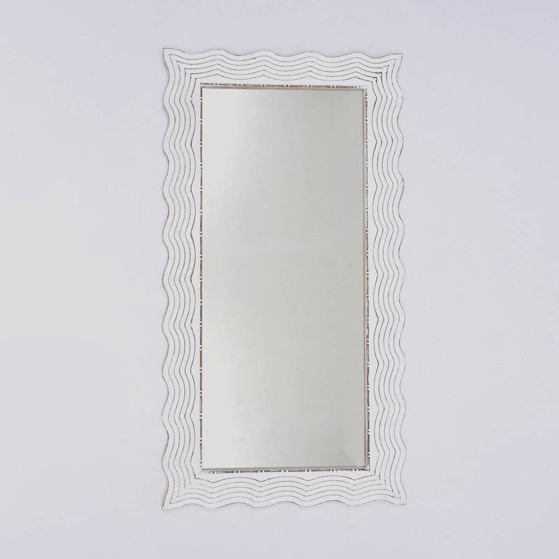 Miroir décoratif | Miroir décoratif pleine grandeur | Miroir mural rustique en bois massif blanc rustique sculpté à la main | 36 po x 72 po | Miroir de plancher