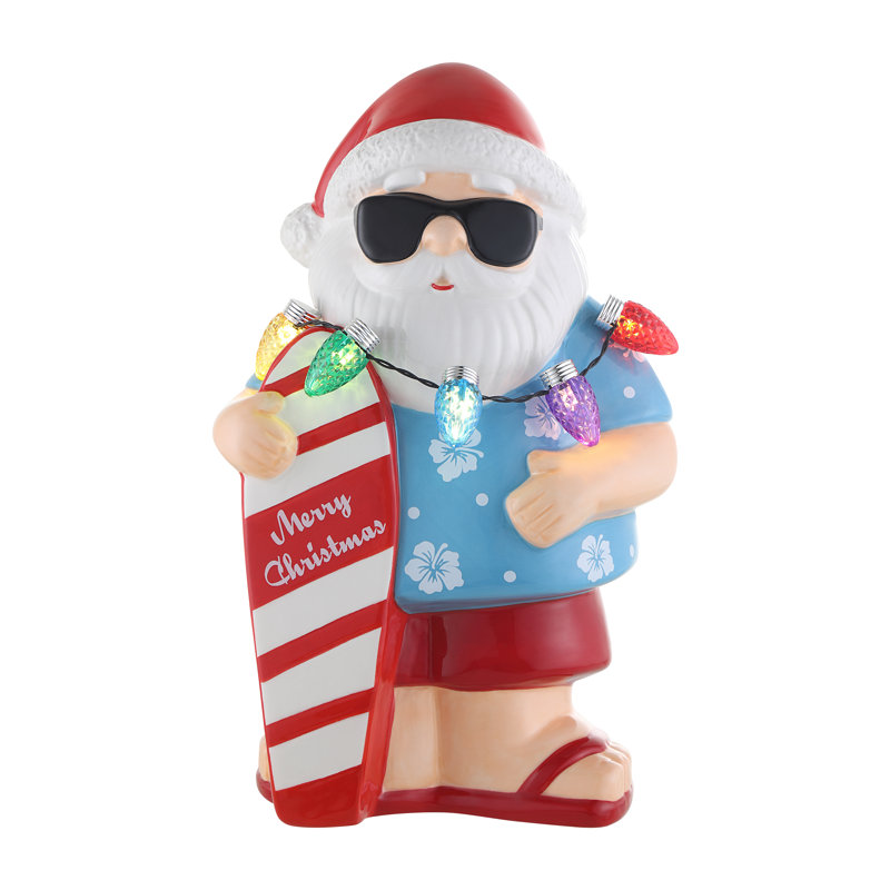 Père Noël de plage en céramique 10 po