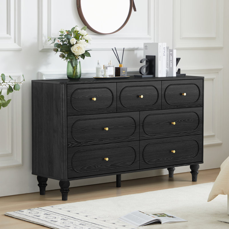 Commode 7 tiroirs l 55,12 po, Noir