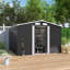 Charcoal Black Garden Storage 8 ft. W + 8 ft. D Metal Tool Shed