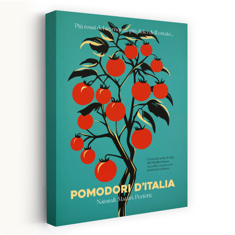 «Vibrant Italian Tomatoes», art floral rétro rétro avec plante fruitière, H 36 po x l 24 po