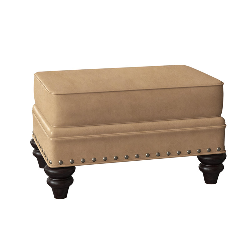 Repose-pieds Carrado, Cuir véritable Fumo Aline, Plantation, Bronze industriel