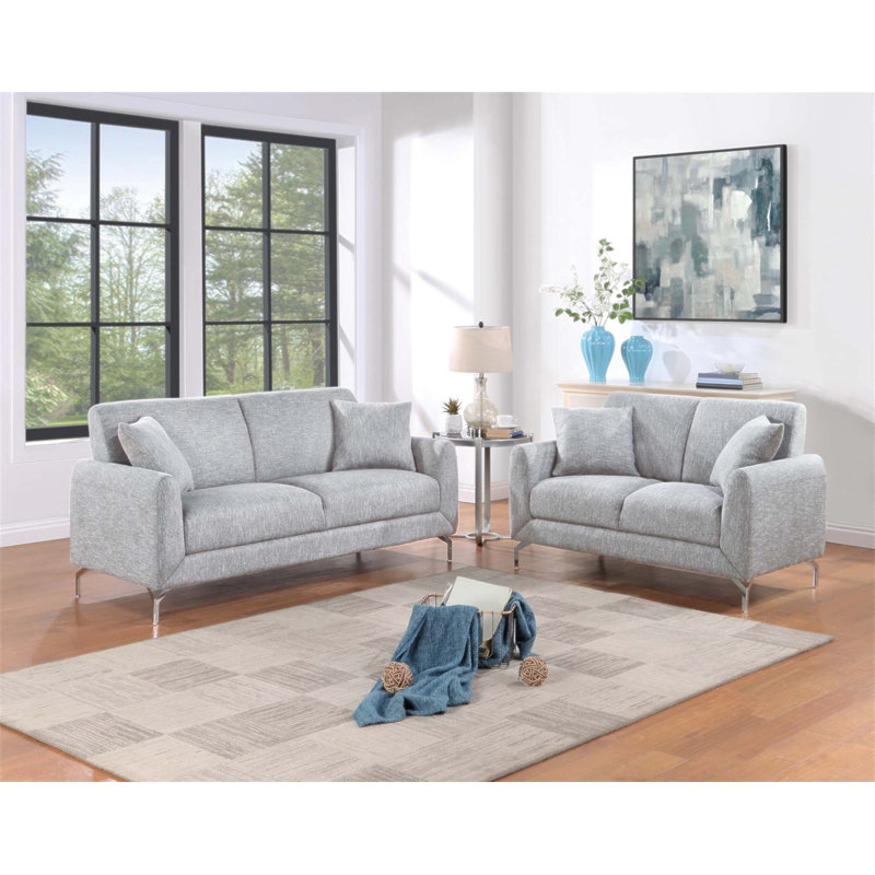 Ensemble de canapé élégant en tissu 2 pièces avec causeuse, design moderne et sièges confortables pour un salon élégant