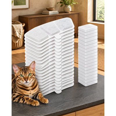 32-Piece Replacement Cat Fountain Filter Set for compatible cordless pet fountains.