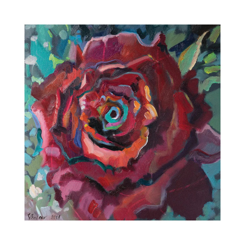 Red Rose by Katharina Valeeva - Wrapped Canvas Painting, 30.48 cm H x 30.48 cm W