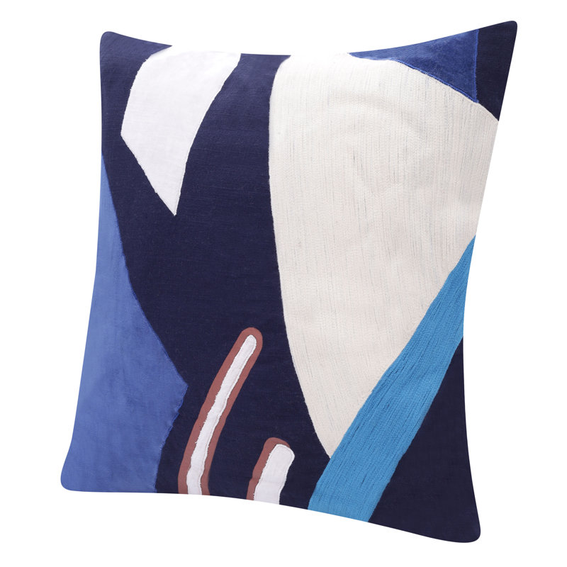 Coussin décoratif en coton Astri, Carré 18 po, Bleu / multicolore, Housse de coussin seulement - sans coussin