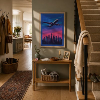 Flight Over City Modern - Framed Print