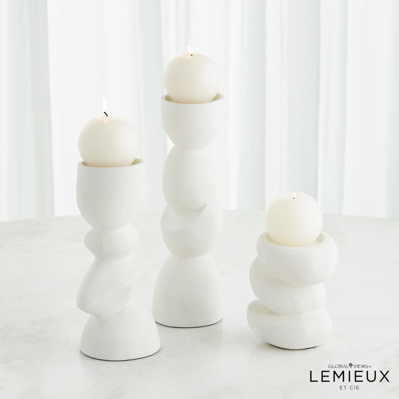 Pradier Candle Holder-White-Lg